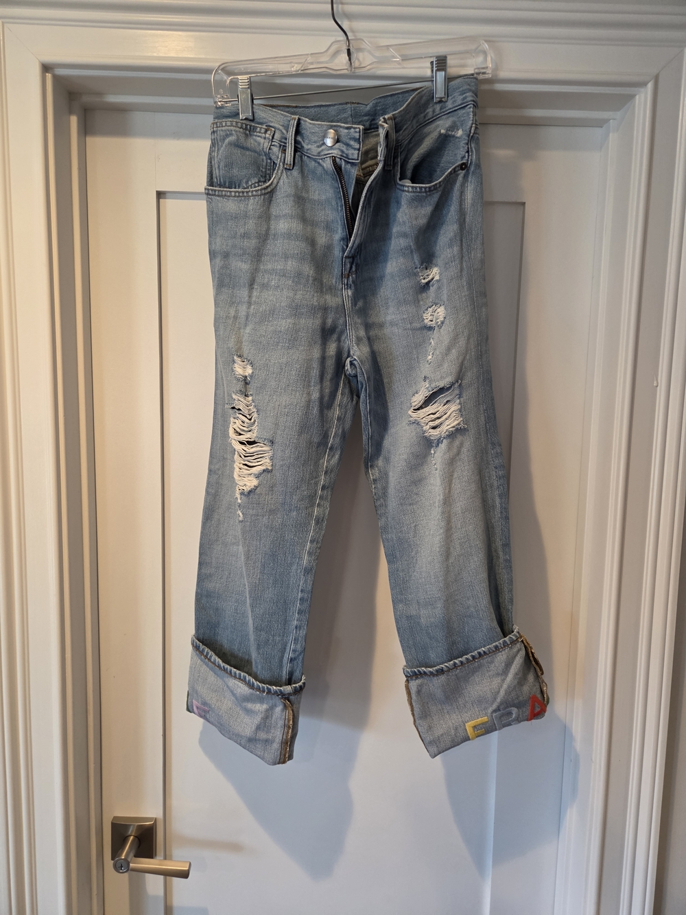 Frame Denim Light Blue Distressed Boyfriend Jeans